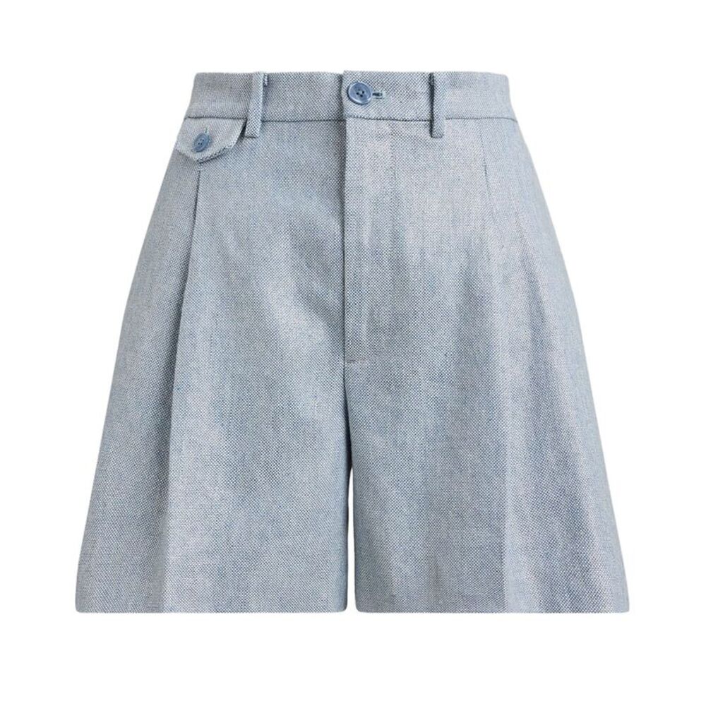 Lauren Ralph Lauren Womens Wide-Leg Pleated Shorts 2 Arilee Blue/Silver Foil NWT